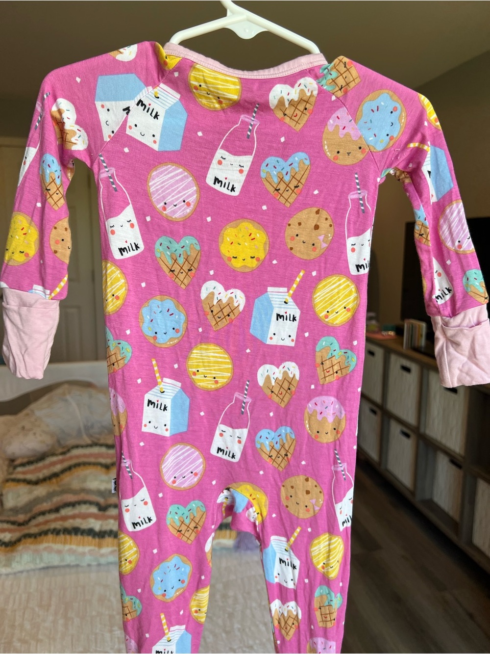 Little Sleepies Pink Milk & Cookies Footie Pajamas Size 6-12M VGUC - Picture 3 of 7